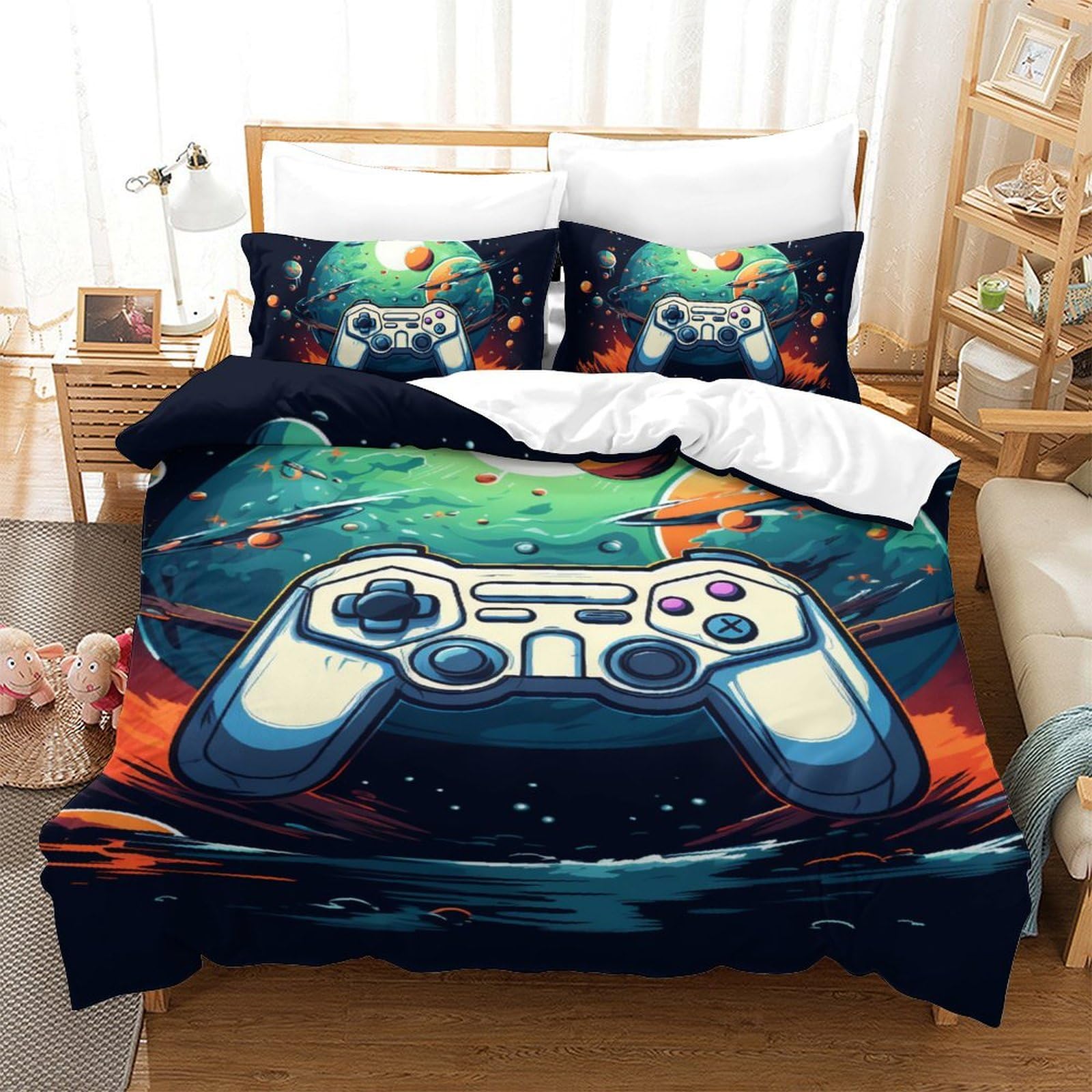 Housse de couette 3D visual art en microfibre pour chambre d'enfant et ado