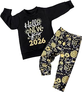 Cozy Toddler Boy New Year's Eve 2026 2-Piece Sweatshirt Set (12M-5T)