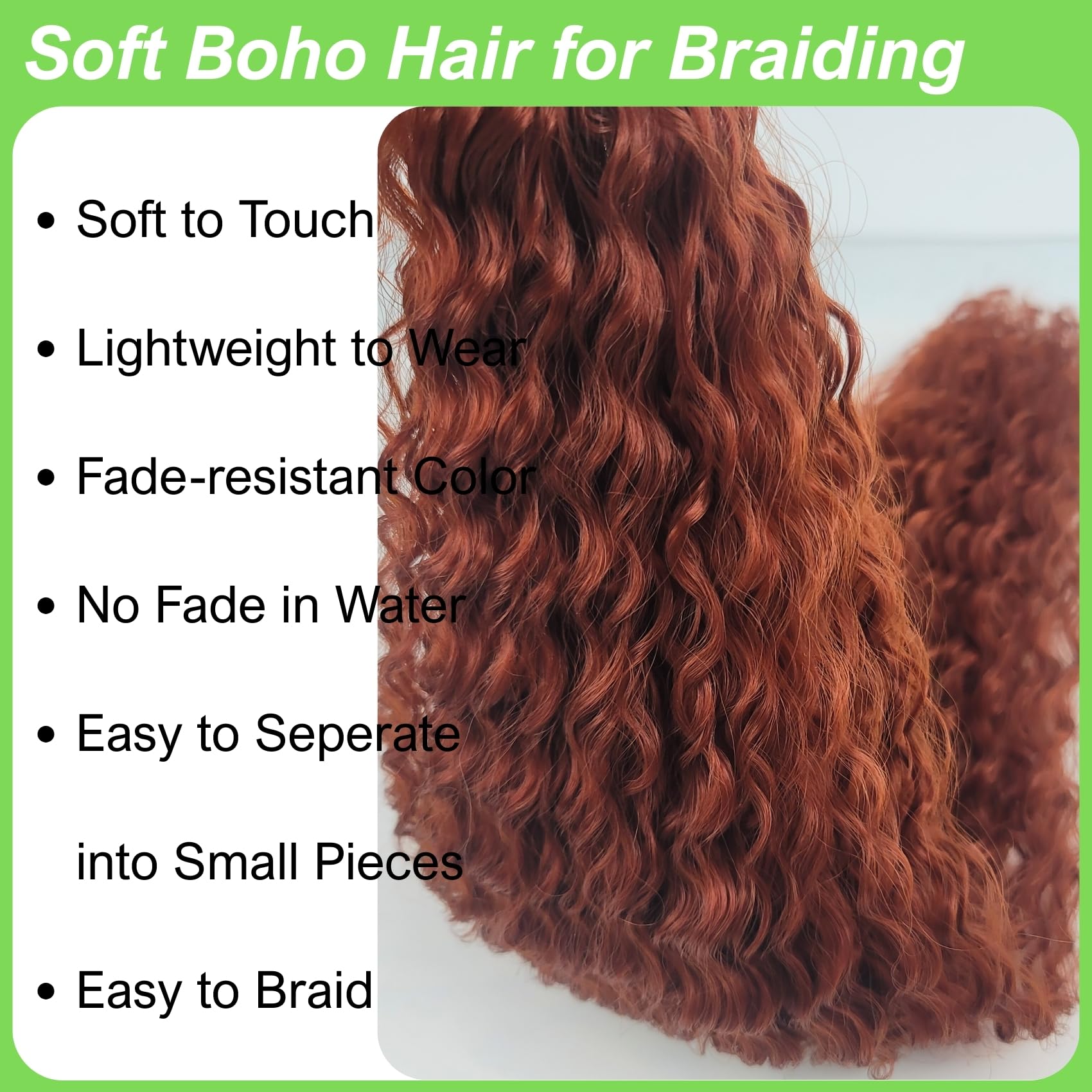 Capelli per Trecce Ginger Pre-Stirati per Trecce Boho Sintetici Colorati 350 Deep Wave Capelli per Trecce Boho per Intrecciare