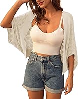 GRACE KARIN Women's Crochet Summer Cardigan Shrug 2025 - Lightweight Open Front Batwing Hollow-Out Sweater