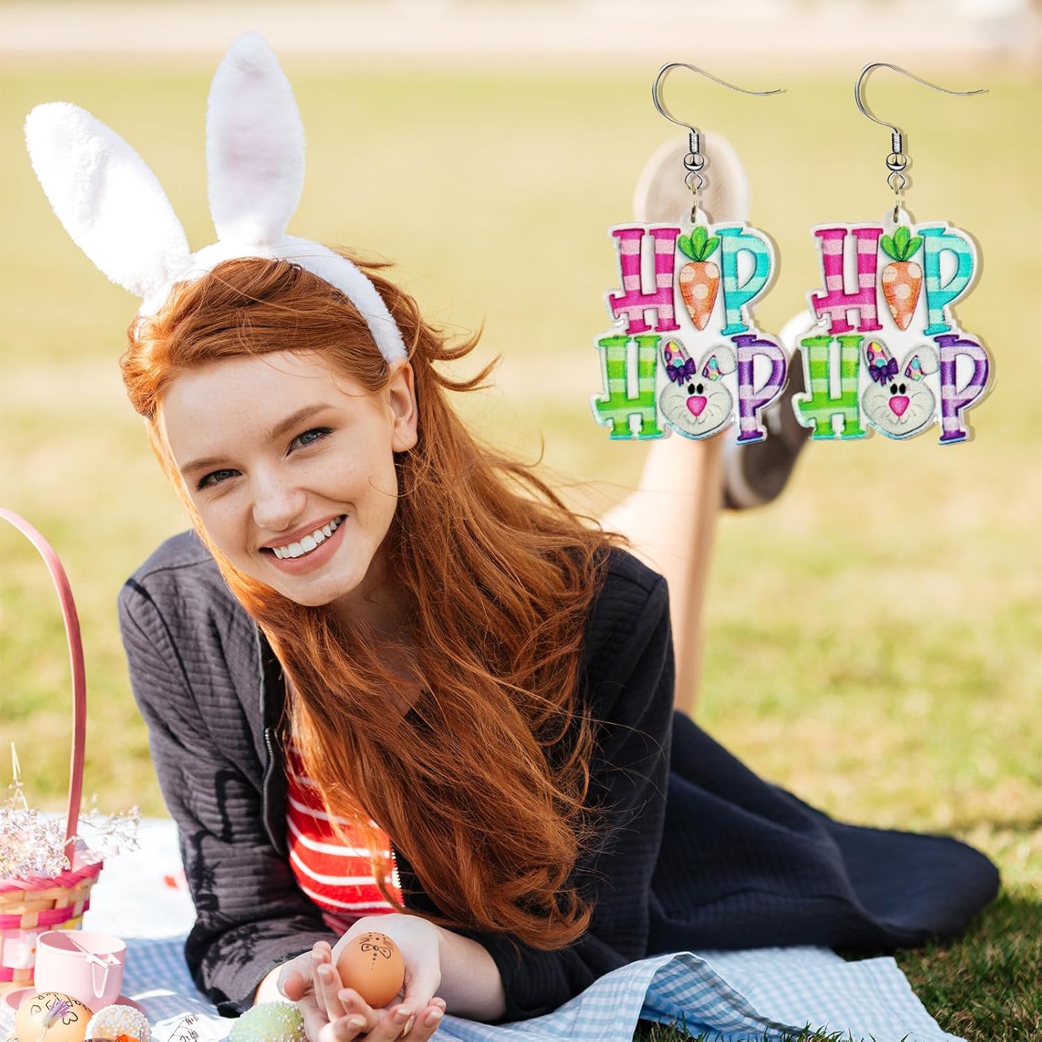 Easter Earrings for Women Funny Rabbit jewelry Egg Dangle Earrings Cute Bunny Spring Easter Holiday Jewelry - Image 5