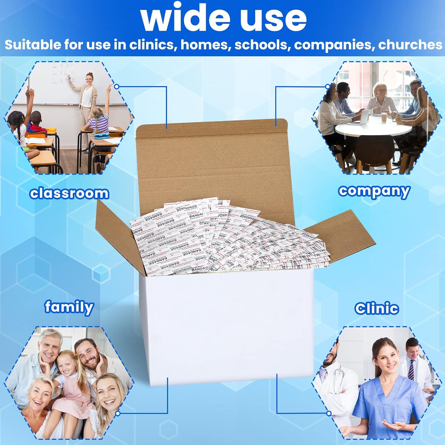 Lounsweer 1000 Pcs Fabric Adhesive Bandages Variety Pack Bulk Assorted Sizes Flexible Breathable Patch Fabric Bandages for Family First Aid Skin Wrap Finger Wound, Natural