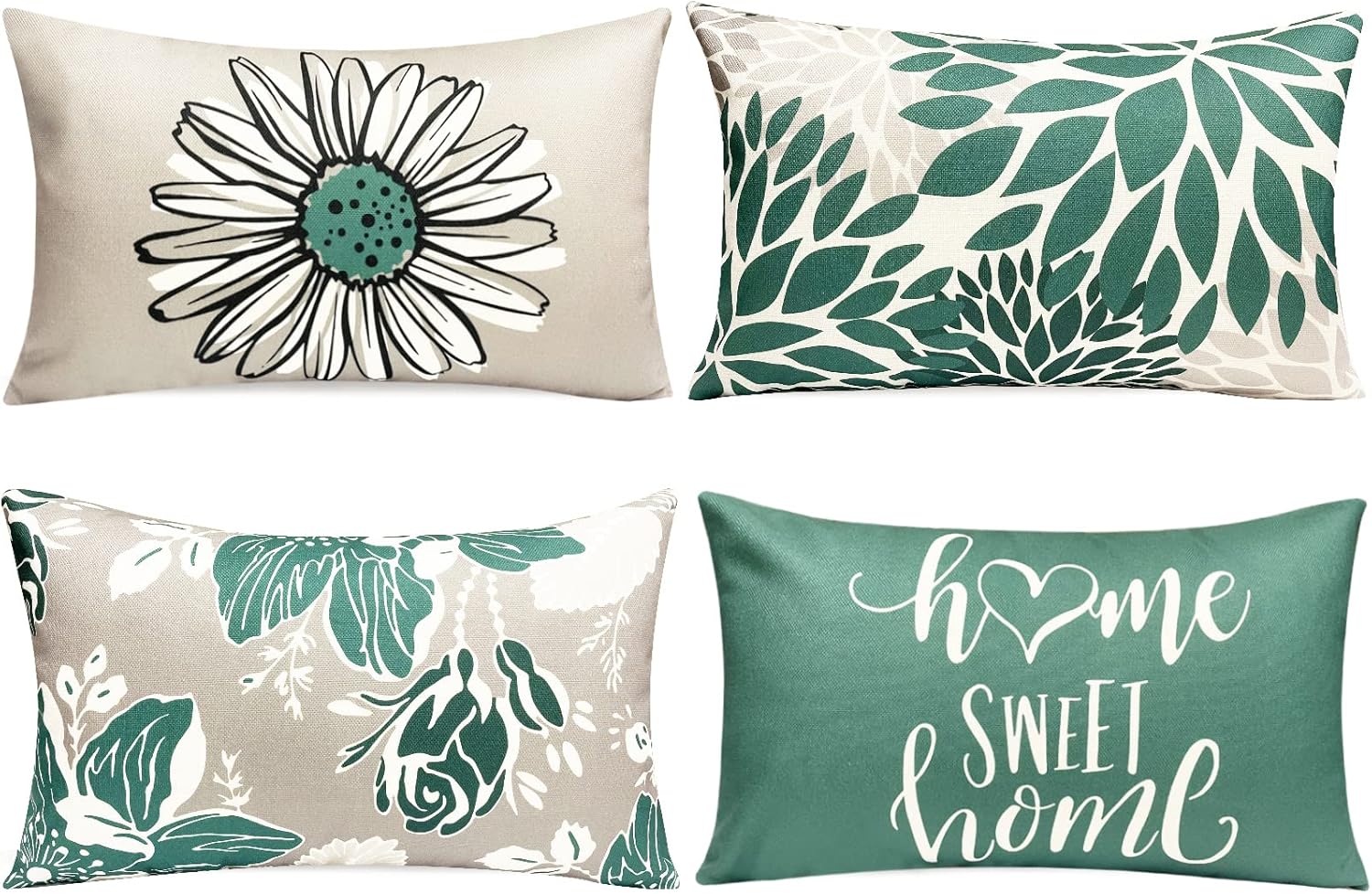 RYSMIYOU Decorative Throw Pillow Covers Set of 4 Green