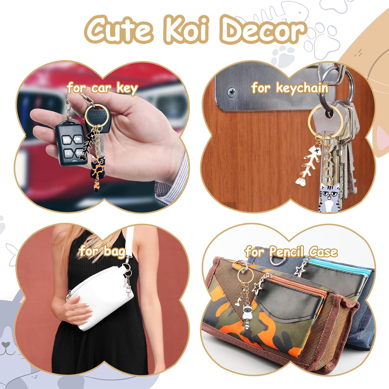 7 Pcs Cat Keychain Cute Kitty Keychain Kawaii Cat Key Chain Mini for Handbag Backpack Bag Purse Charm Women Girl Men - Image 7