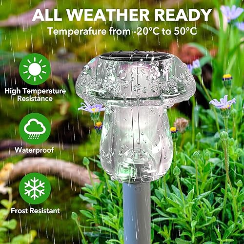 Miniatura 5 de Luces solares para exteriores, paquete de 8 luces de hongos para exteriores, impermeables, iluminación LED alimentada por energía solar para jardín,