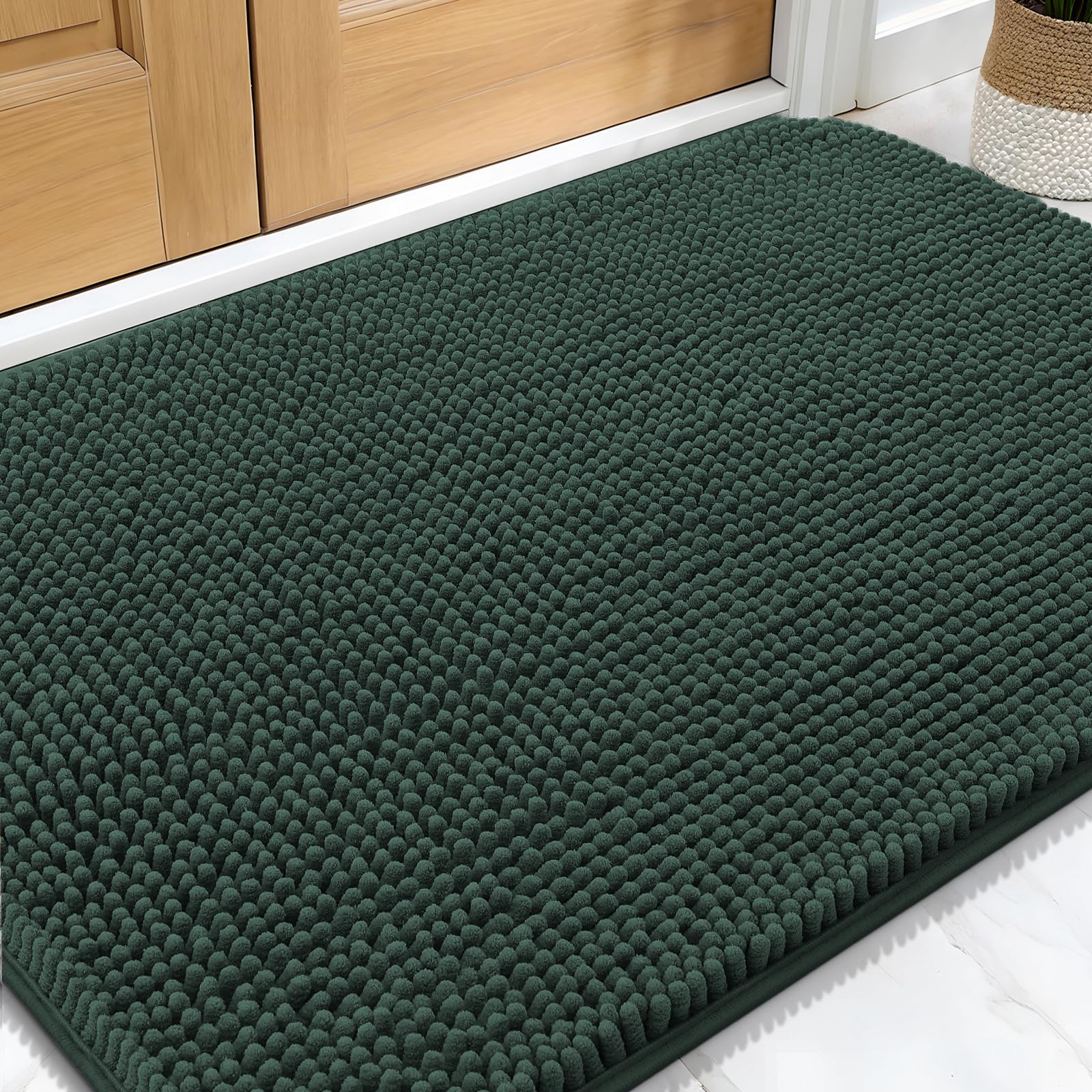 OLANLY Dog Door Mat for Muddy Paws 30x20, Super Absorbent Chenille Mud Mat