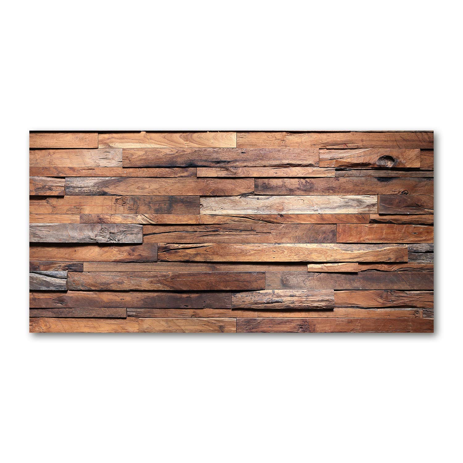 Tableau acrylique 120x60cm image verre plastique deco mural motif bois marron