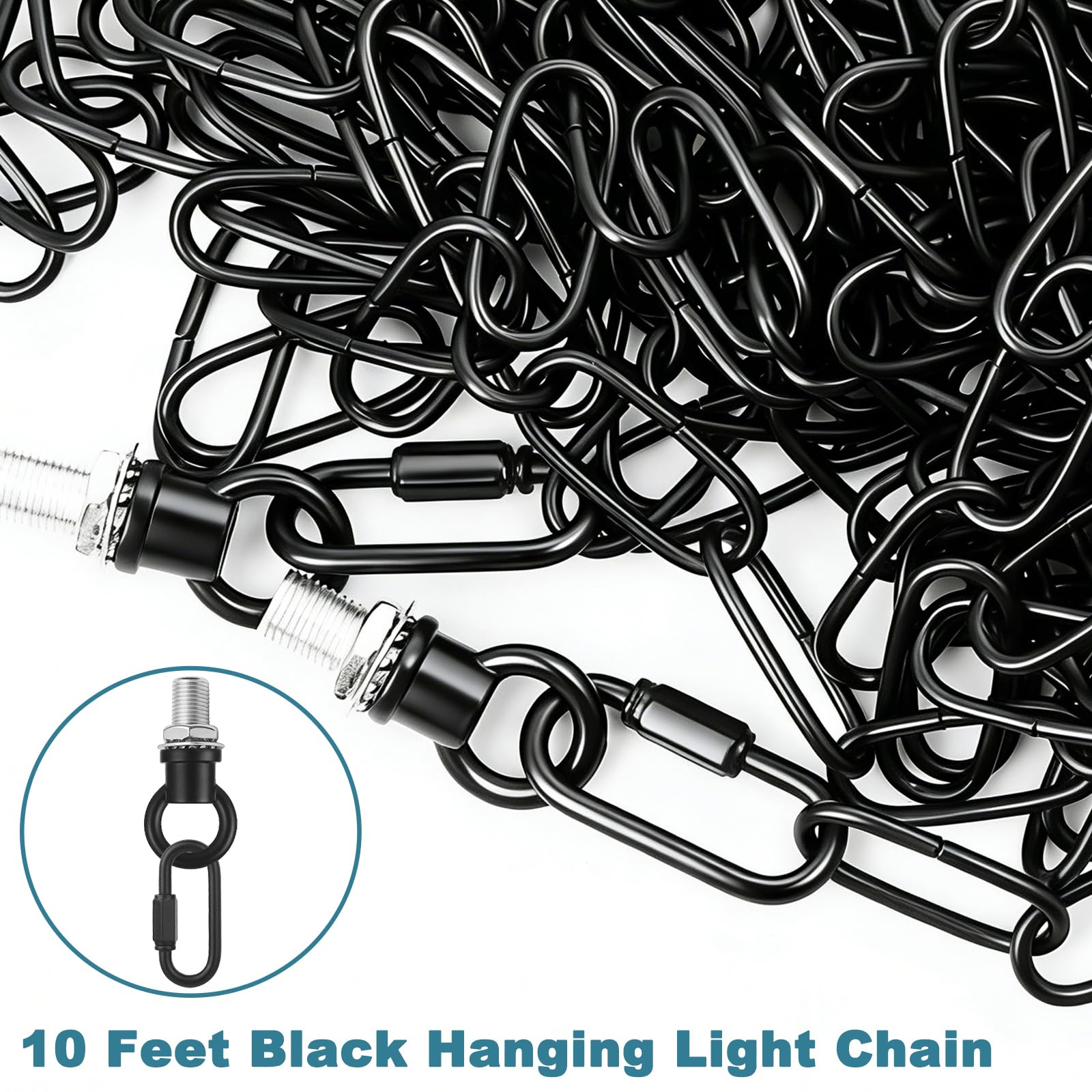 garini 10 Feet Industrial Black Light Fixture Chain, Adjustable Metal Pendant Chandelier Chain Extension with Detachable Link, Maximum Load is 66 Pounds — Amazon image 4