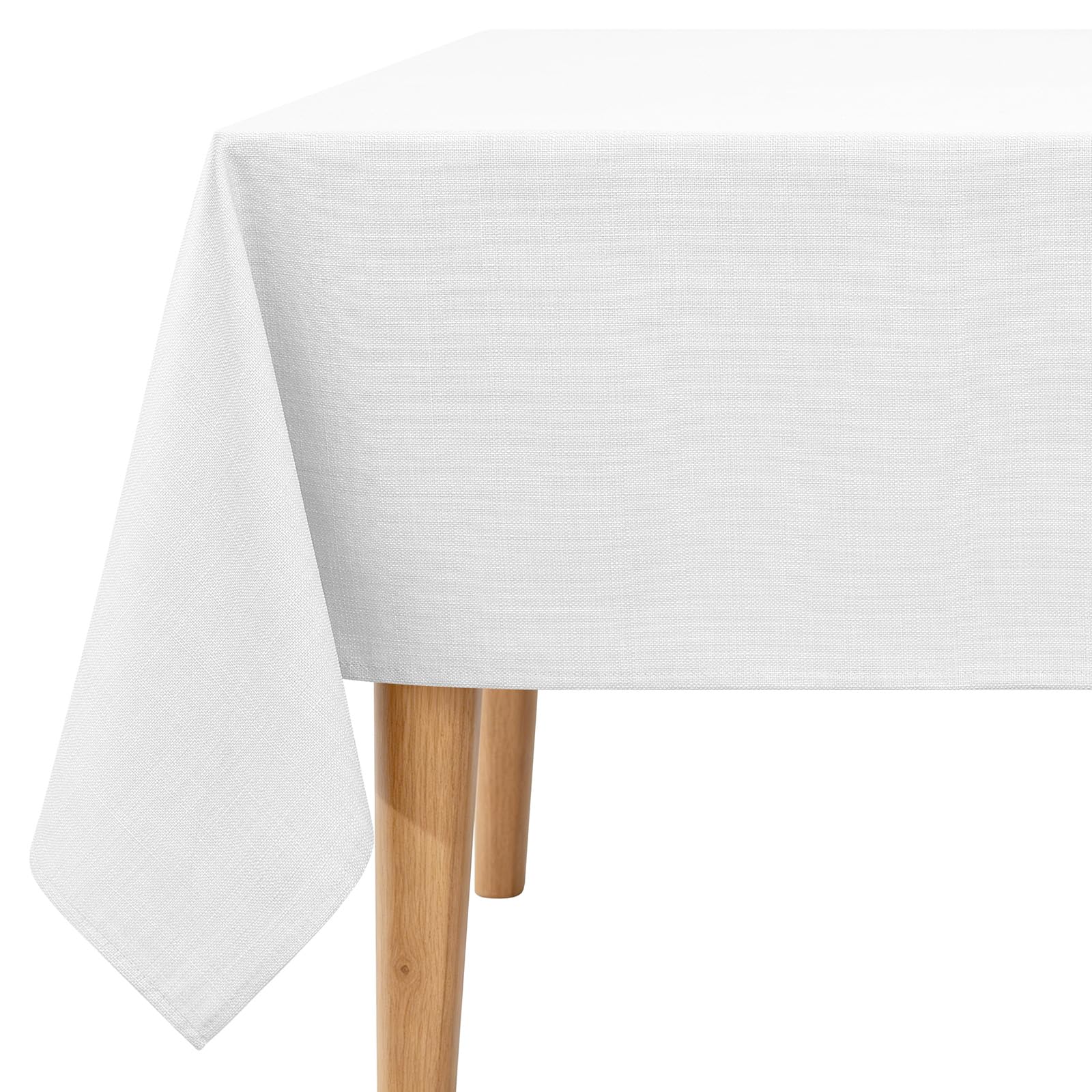 Homaxy 140x300 cm Rectangle Faux Linen Table Cloth, White