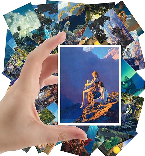 Calcomanías grandes (24 piezas de 2.5 x 3.5 pulgadas) increíbles paisajes y gente hermosa, ilustración de arte de pared vintage