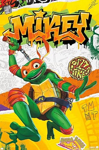 Trends International Teenage Mutant Ninja Turtles Mutant Mayhem - Póster de pared de Miguel Ángel, 22.37 x 34.00 pulgadas, versión premium sin marco