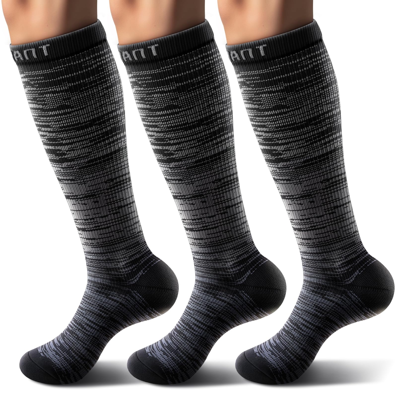 BULLIANT Men Compression Socks 3Pairs-Knee High Socks 15-20 - Compression Socks | Mubboo