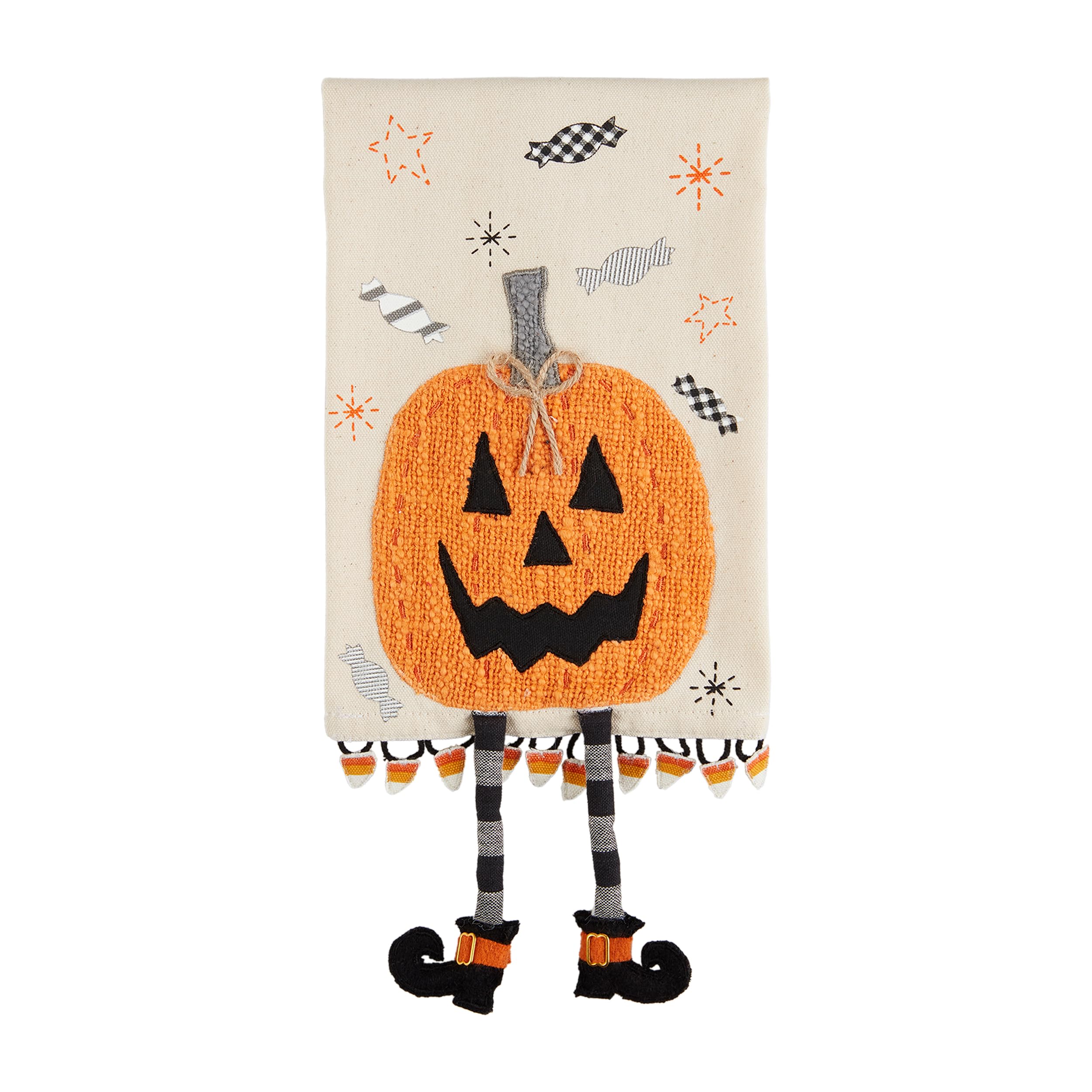 Mud Pie Dangle Leg Towel, Pumpkin, 10.5" x 7"