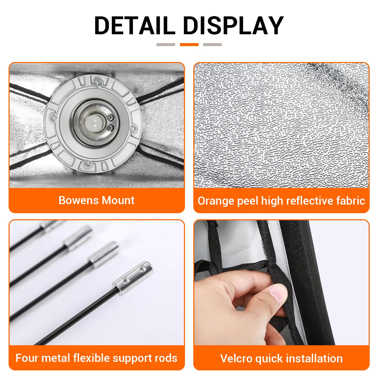 Godox 35 x 160cm Strip Softbox with Honeycomb Grid, Bowens Mount SB-FW Rectangular Softbox for Studio Shooting Flash, Wedding Godox MS300-V,SK400II,SL60 AD400PRO AD600BM AD400PRO