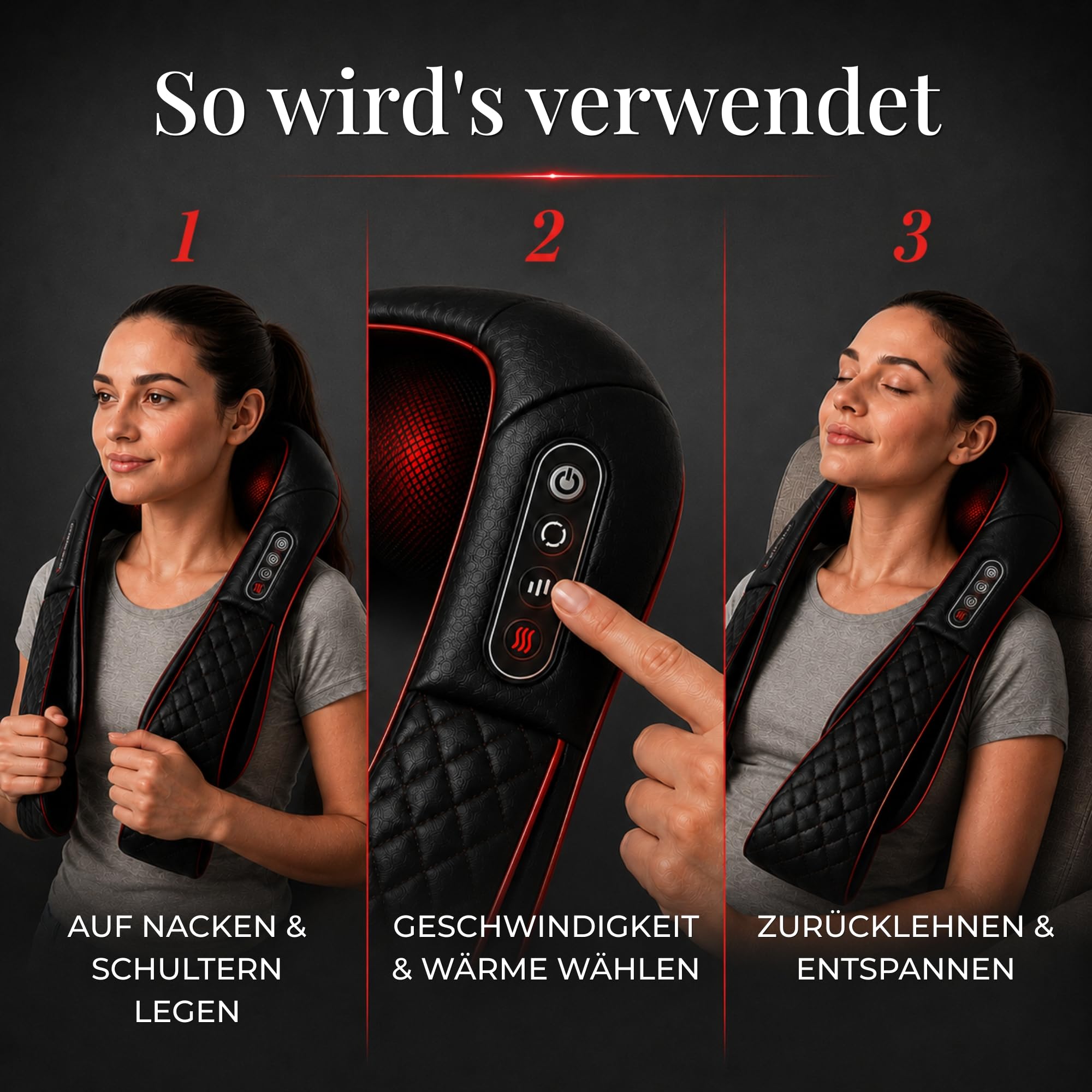 Essy Shiatsu Nackenmassagegerät mit Wärme, Schulter, Rücken, Beine | Massagegeschenk für Frauen und Männer zur Entspannung der Muskulatur