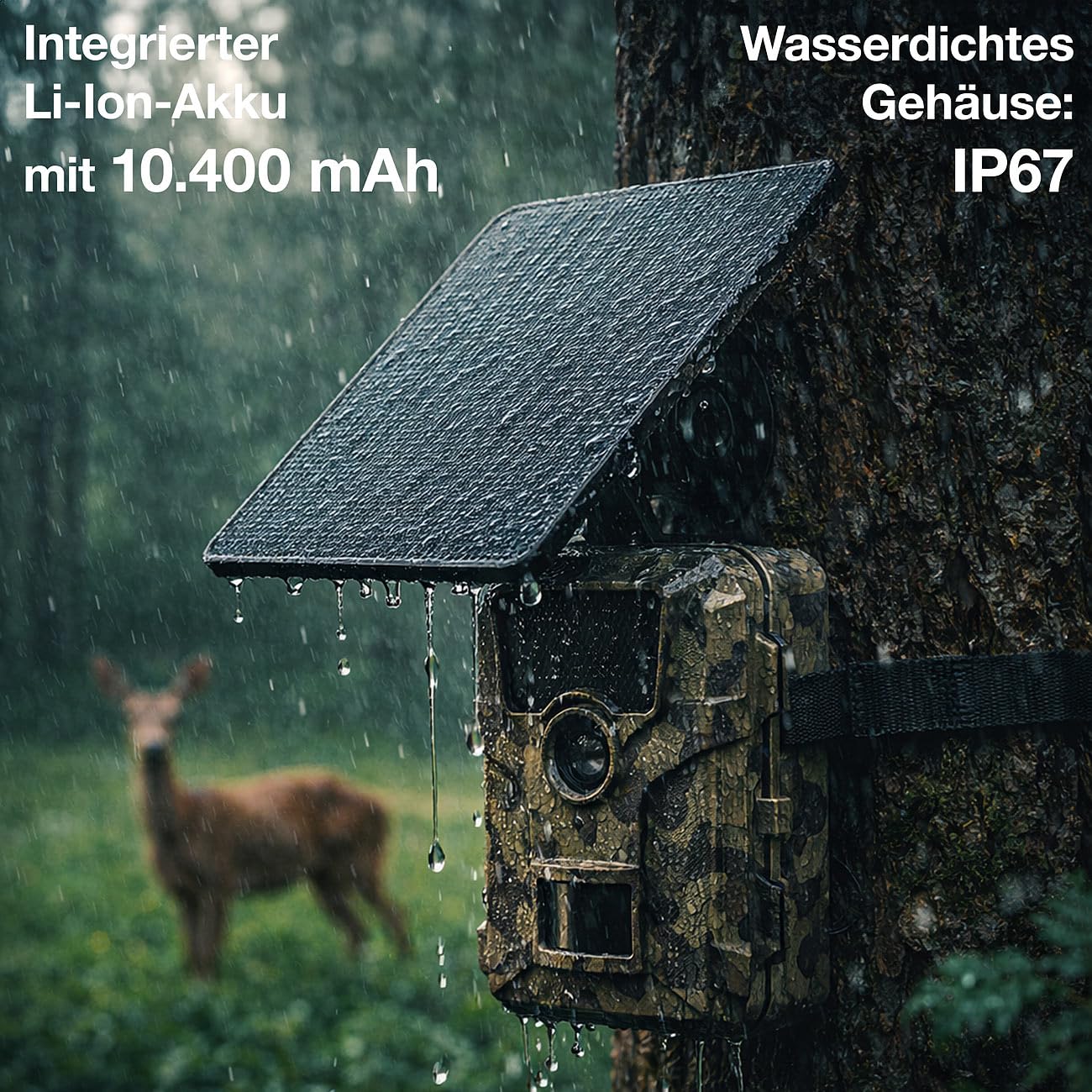 VisorTech Solarpanel mit USB C: Akku-Solarpanel für Wild- & Outdoorkameras, 10.400 mAh, 5-6 V, IP67 (mit Hohlstecker, für Outdoorkamera, Kamera)