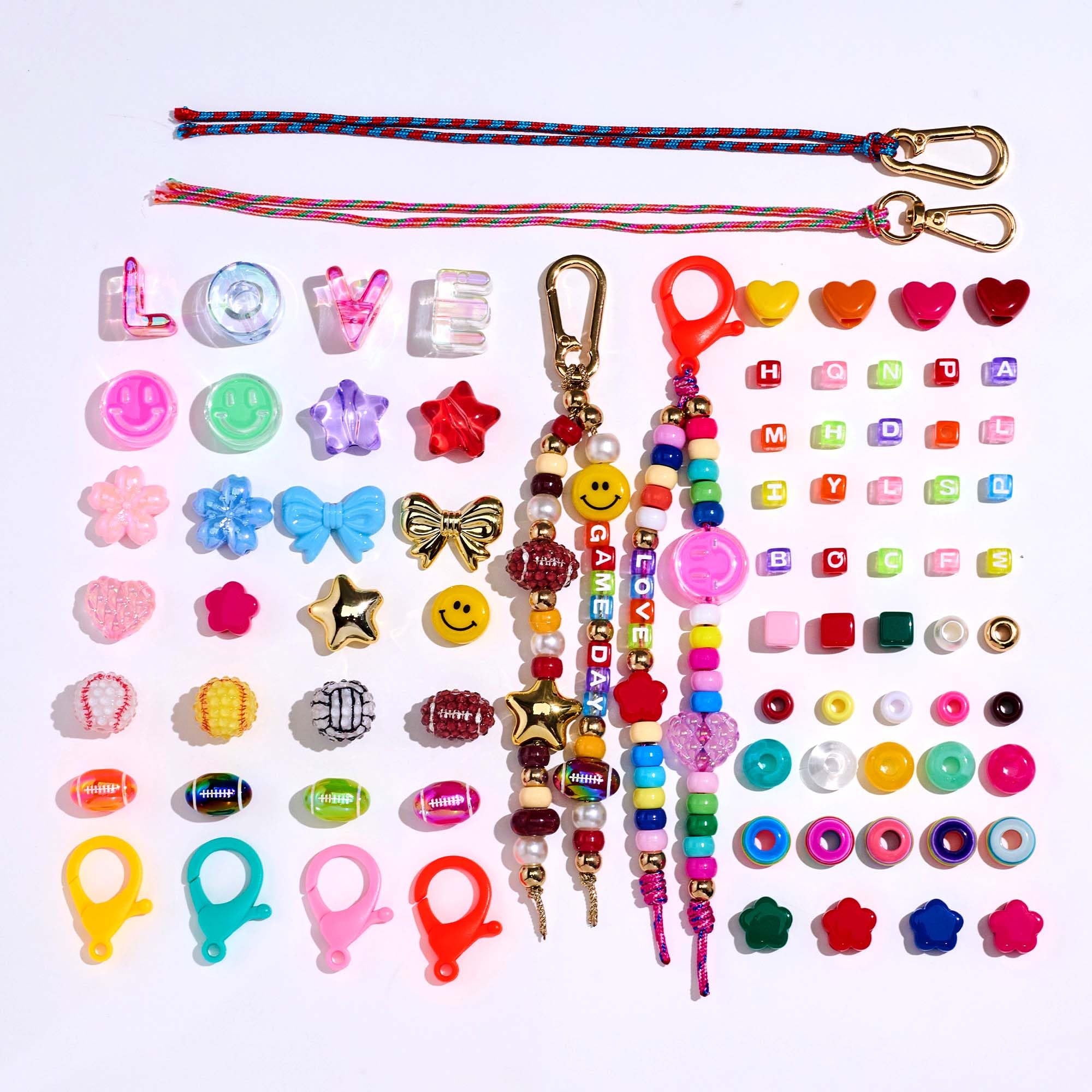 TOVABA Kit per Fare Portachiavi Fai da Te - Set Creativo per Realizzare Portachiavi Personalizzati con Perline Colorate e Accessori per Bambini e Adulti
