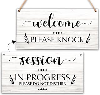In Session Door Sign for Therapists, Do Not Disturb Hanger Sign for Therapy Office Decor, 6X12 Inches Double Sided Wooden Welcome Hanging Plaque-MBB06
