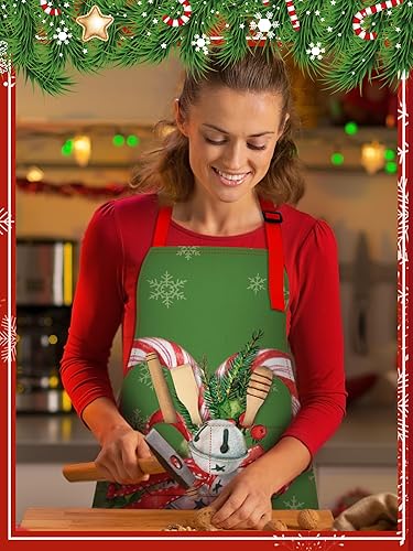 Miniatura 6 de 6 Pcs Christmas Aprons for Women Xmas Tree Aprons with Pockets Vintage Adjustable Baking Supplies for Adults