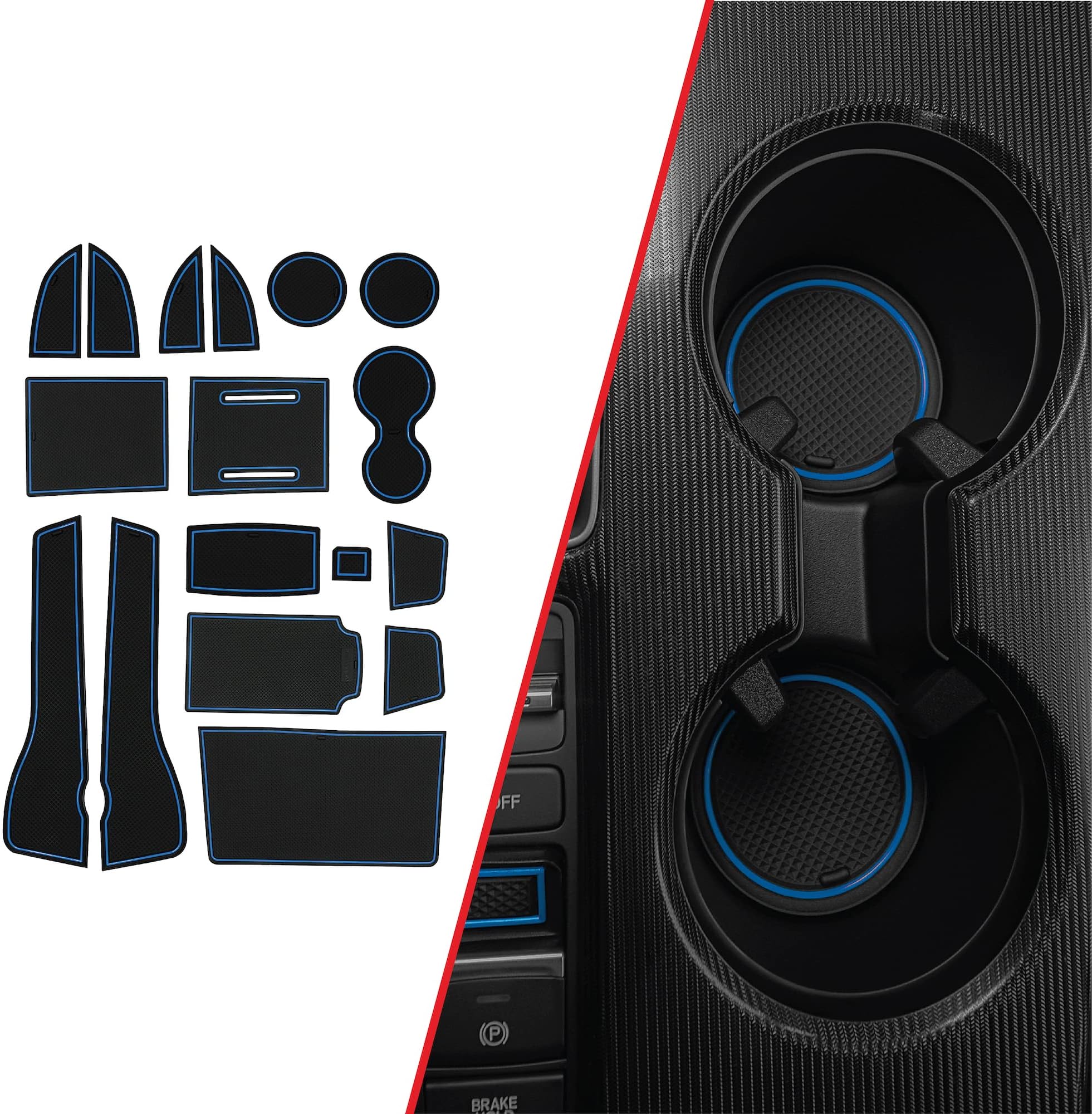 CupHolderHero fits Honda Civic Accessories 2013-2023 Premium Custom Interior Non Slip Anti Dust Cup Holder Inserts, Center Console Liner Mats, Door Pocket Liners 17pc Set - Does Not Fit Type R