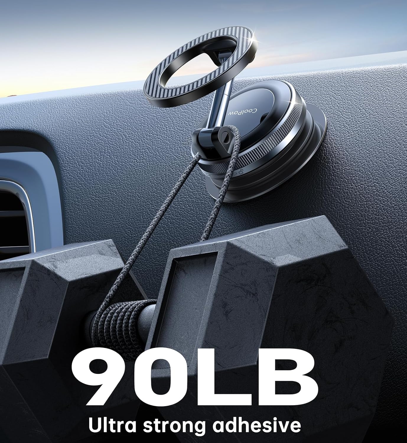 Coolpow 掃除機磁気携帯電話ホルダー 車 Magsafeカーマウント用 360&deg;回転可能な吸盤式携帯電話マウント iPhone