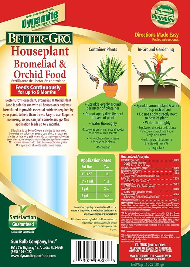 Fertilizante Better-Gro Orquídeas Bromelias Plantas Casa Lenta Liberación miniatura 2