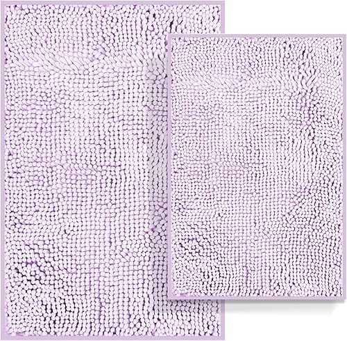 Miniatura 19 de Juego de alfombras de baño azul turquesa de 2 piezas, juego de alfombras de baño lavables, alfombras de baño gruesas y suaves de chenilla, alfombra