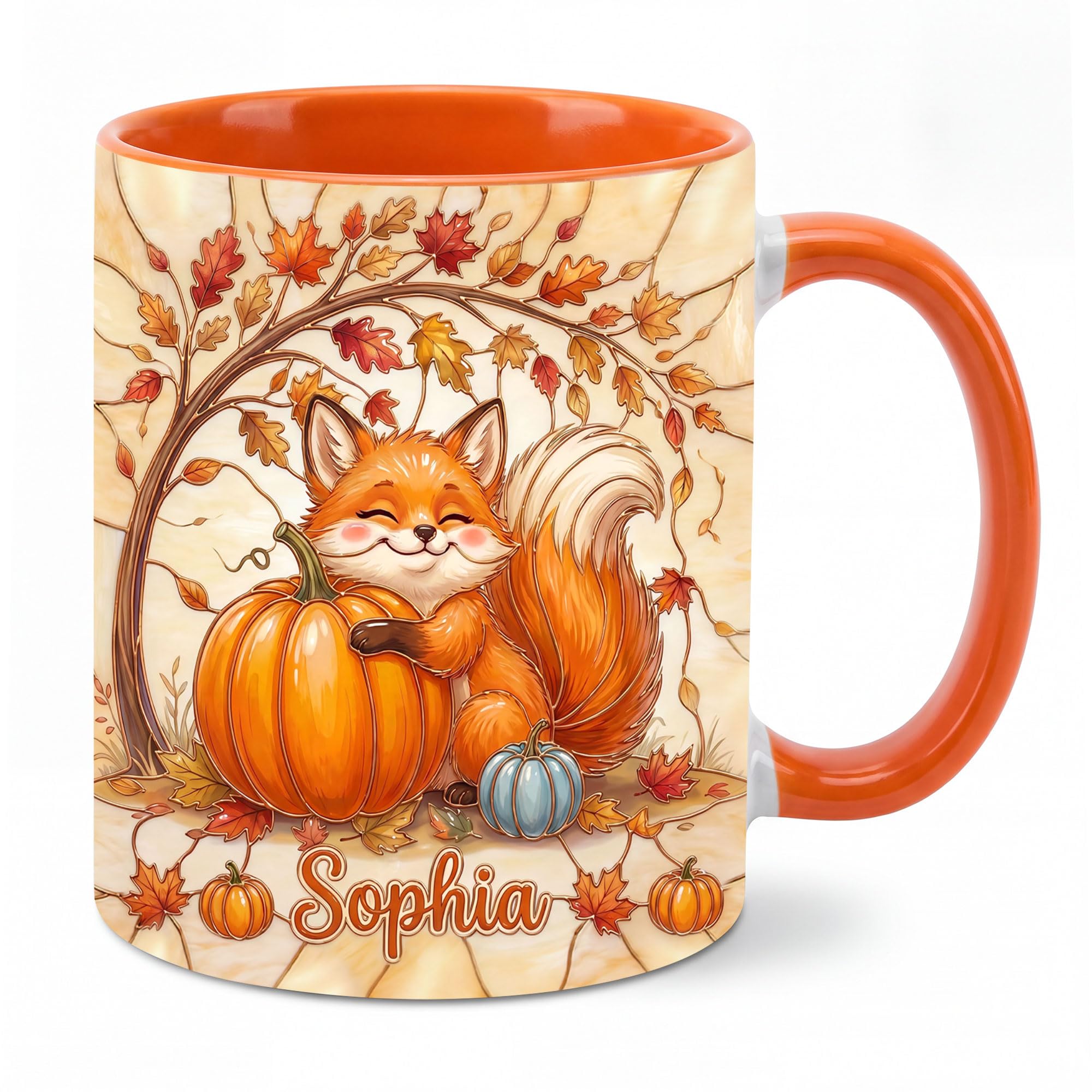 Autumn Fox Coffee Mug Maple Leaf Ceramic Cup Thanksgiving Gift