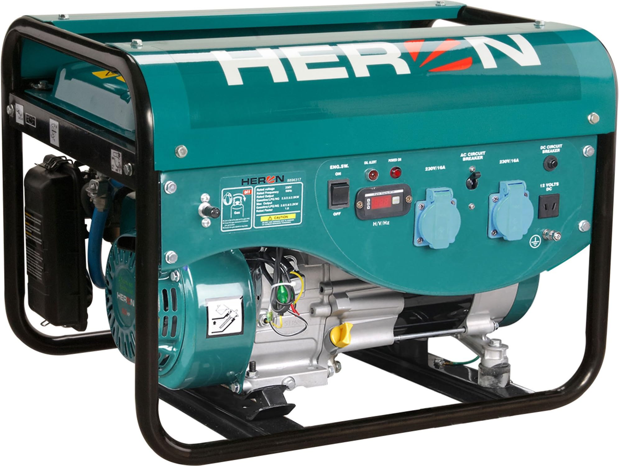 HERON Petrol, LPG/NG power generator 6,5HP, Gasoline 2,4kW, LPG 2,2kW NG 2kW, LPG 28