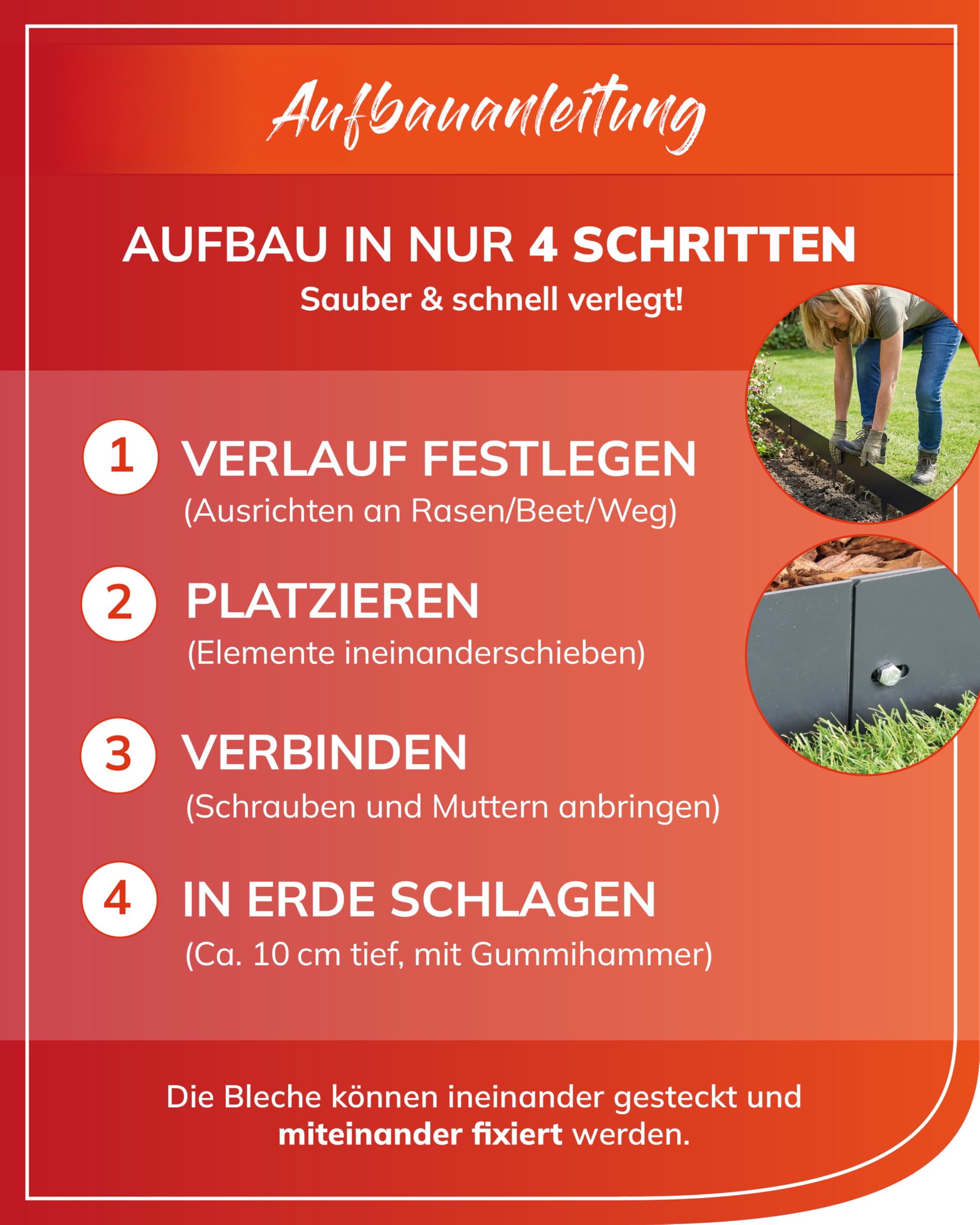 bellissa Rasenkante Spina feuerverzinktes Metall anthrazit 103x16 cm 10 m