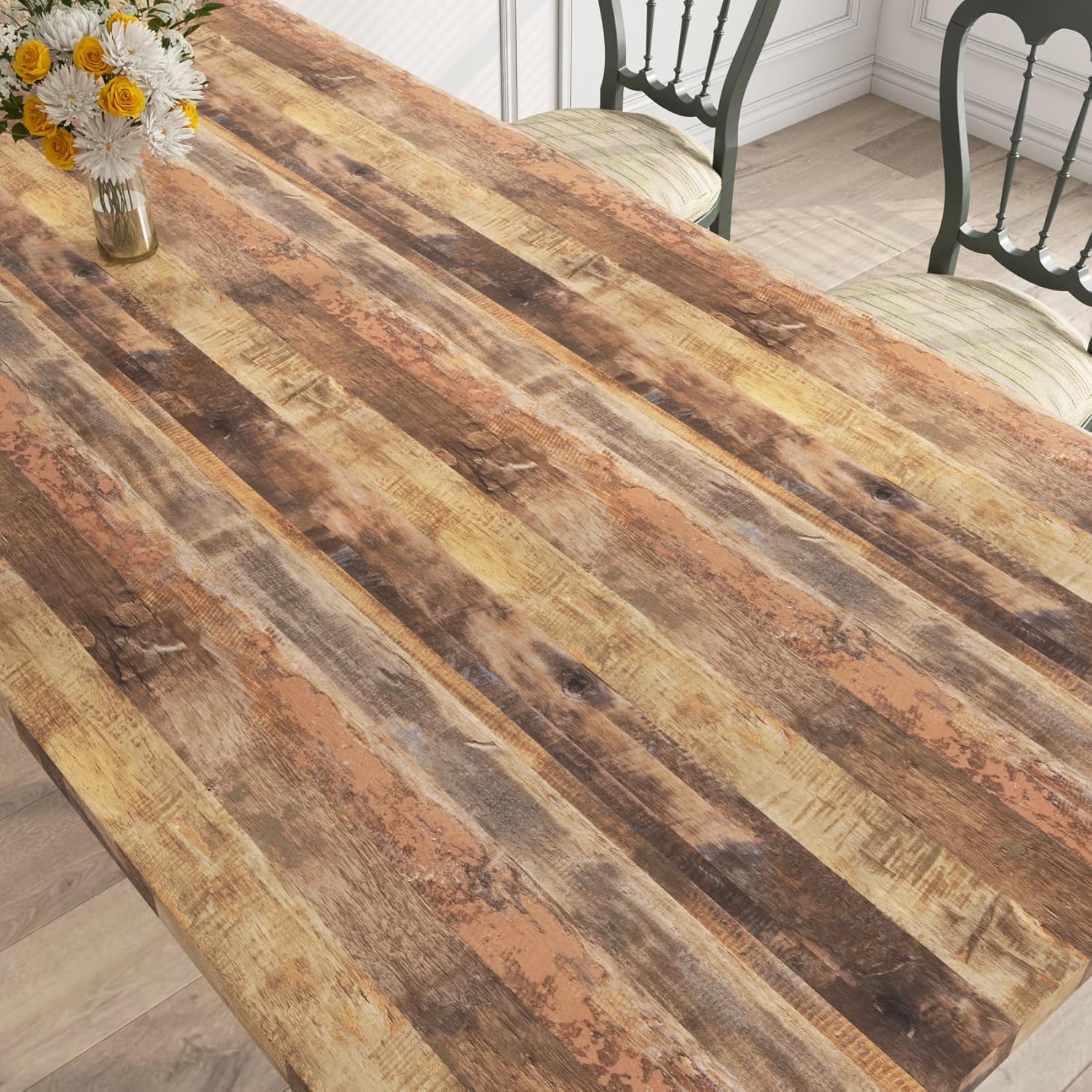 LaCheery 160"x36" Distressed Butcher Block Contact Paper Waterproof Farmhouse Shiplap Wallpaper Brown Wood Contact Paper Peel and Stick Countertops for Kitchen Bathroom Counter Top Vinyl Wrap Adhesive