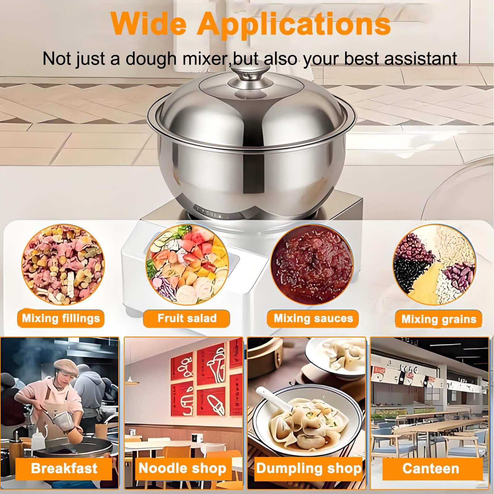 Impastatrice a spirale elettrica da 18 libbre, impastatrice commerciale da 1800 W con ciotola, coperchio e timer, impastatrice in acciaio inossidabile per panetteria, pizzeria e ristorante 8KG
