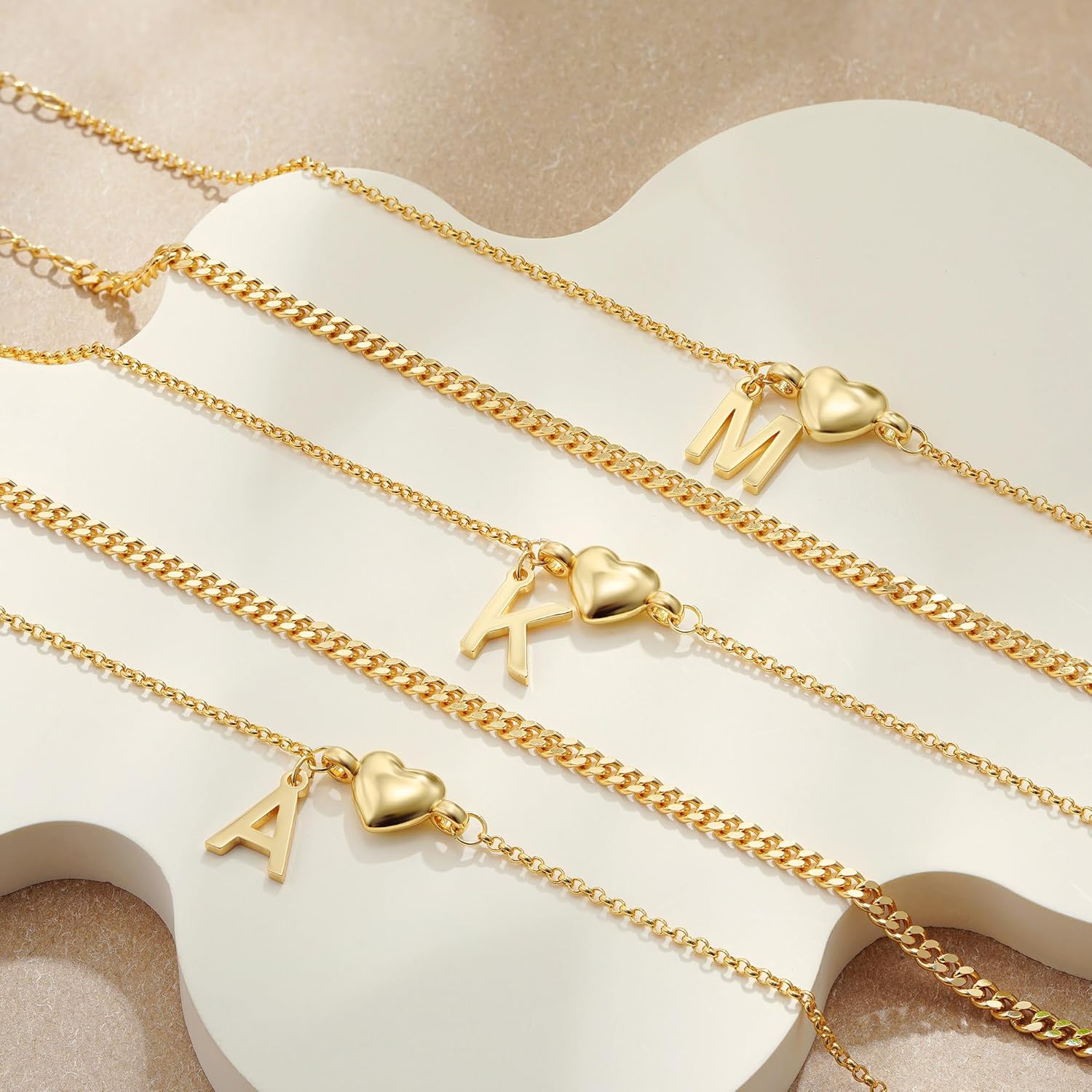 SLOONG Gold Initial Anklet Bracelets for Women, 14k Gold Plated Layered Letter A-Z Heart Anklet Dainty Trendy Waterproof Summer Beach Jewelry Gifts for Women - Image 7