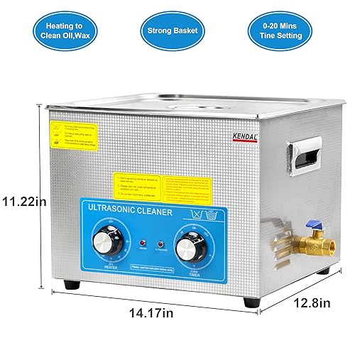 Miniatura 3 de Kendal Limpiador ultrasónico de grado comercial 120watts 2L 40kHz con perillas temporizador y calentador máquina de limpieza, para instrumentos de
