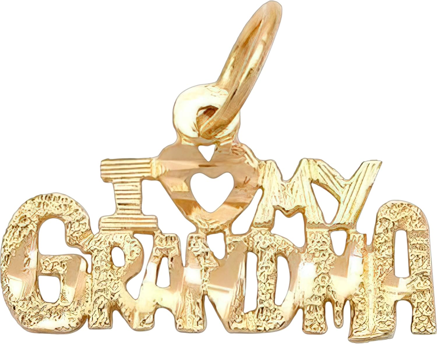 I Love My Grandma Charm Diamond-Cut 14k Gold 11mm