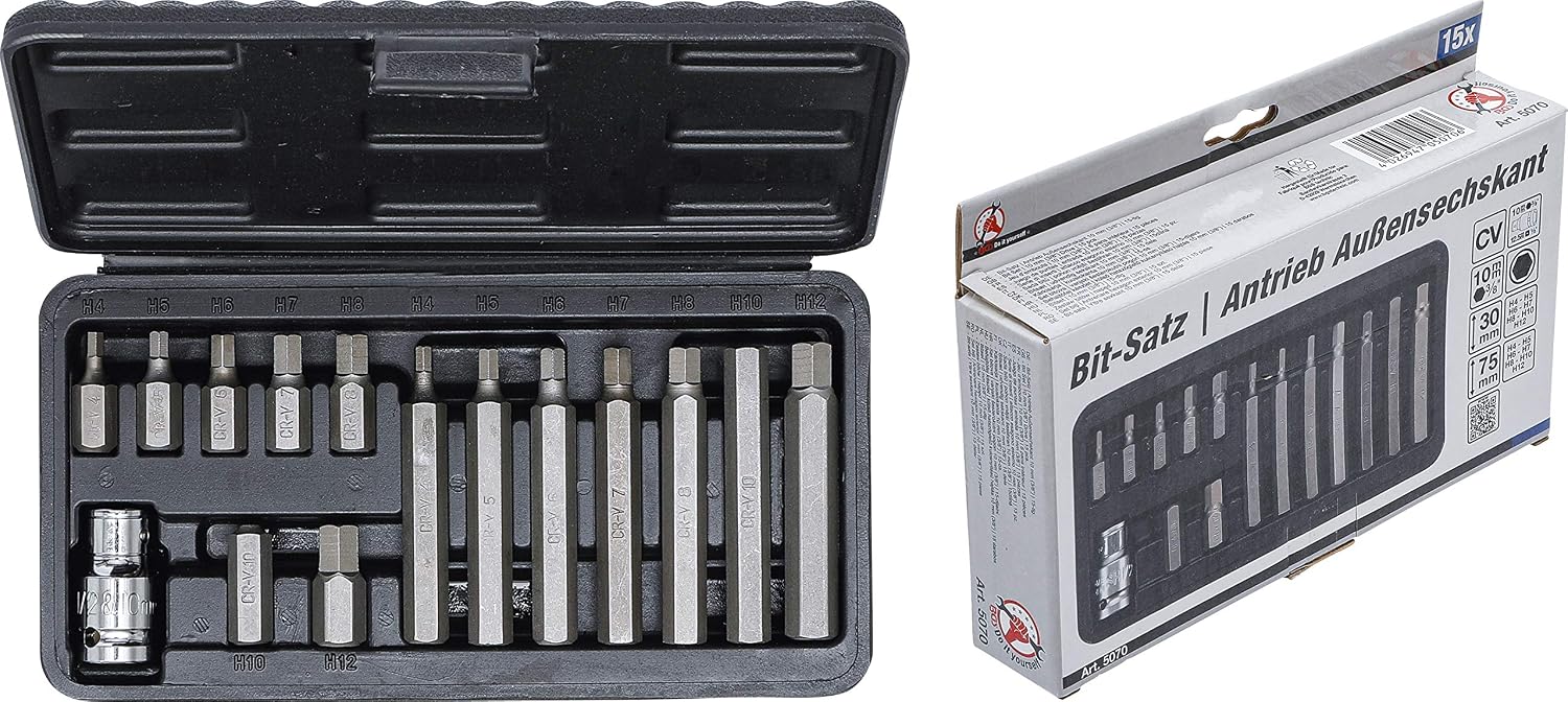 BGS Diy 5070 | Bit Set | 10 mm (3/8") Drive | internal Hexagon | 15 pcs.