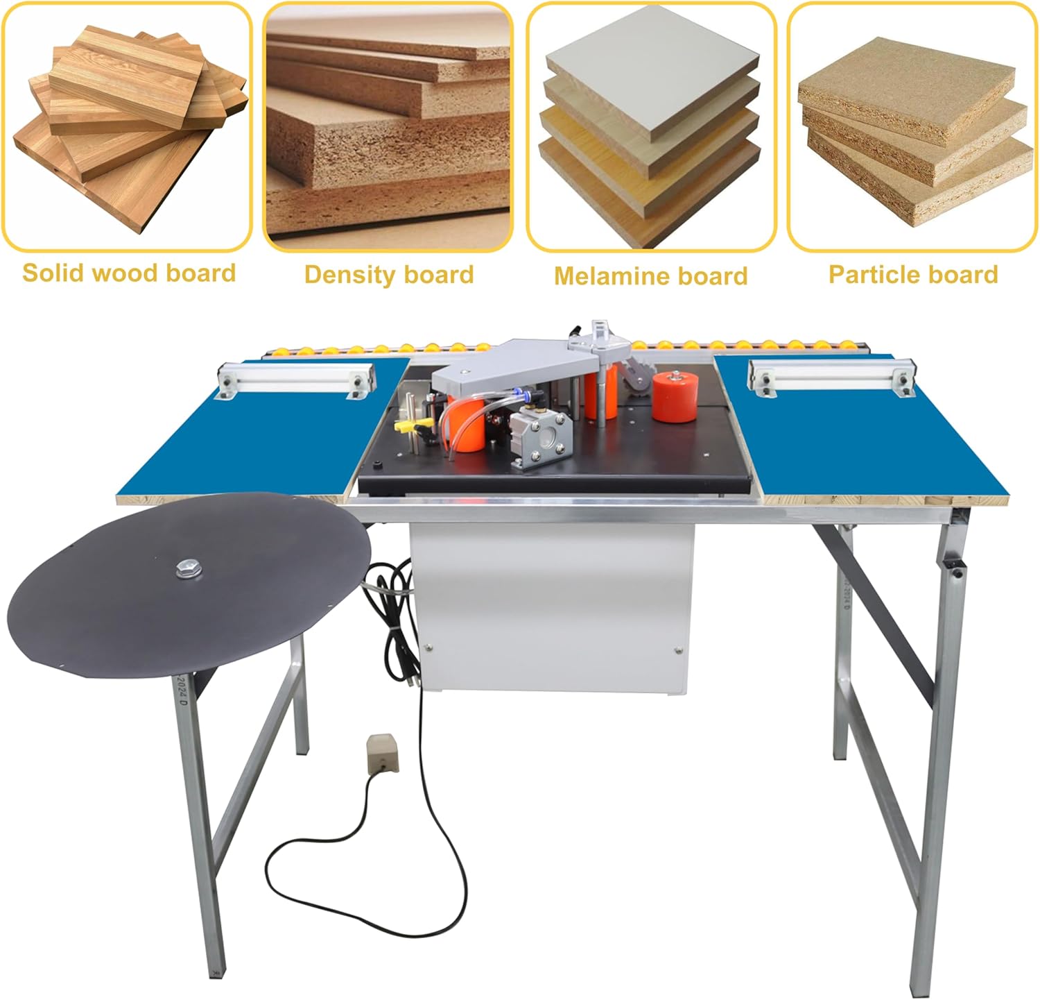 TECHTONGDA Woodworking Edge Bander Automatic Straight Edge Banding Machine Double-Sided Gluing with Control Panel Adjustable Speed 0-6m/min