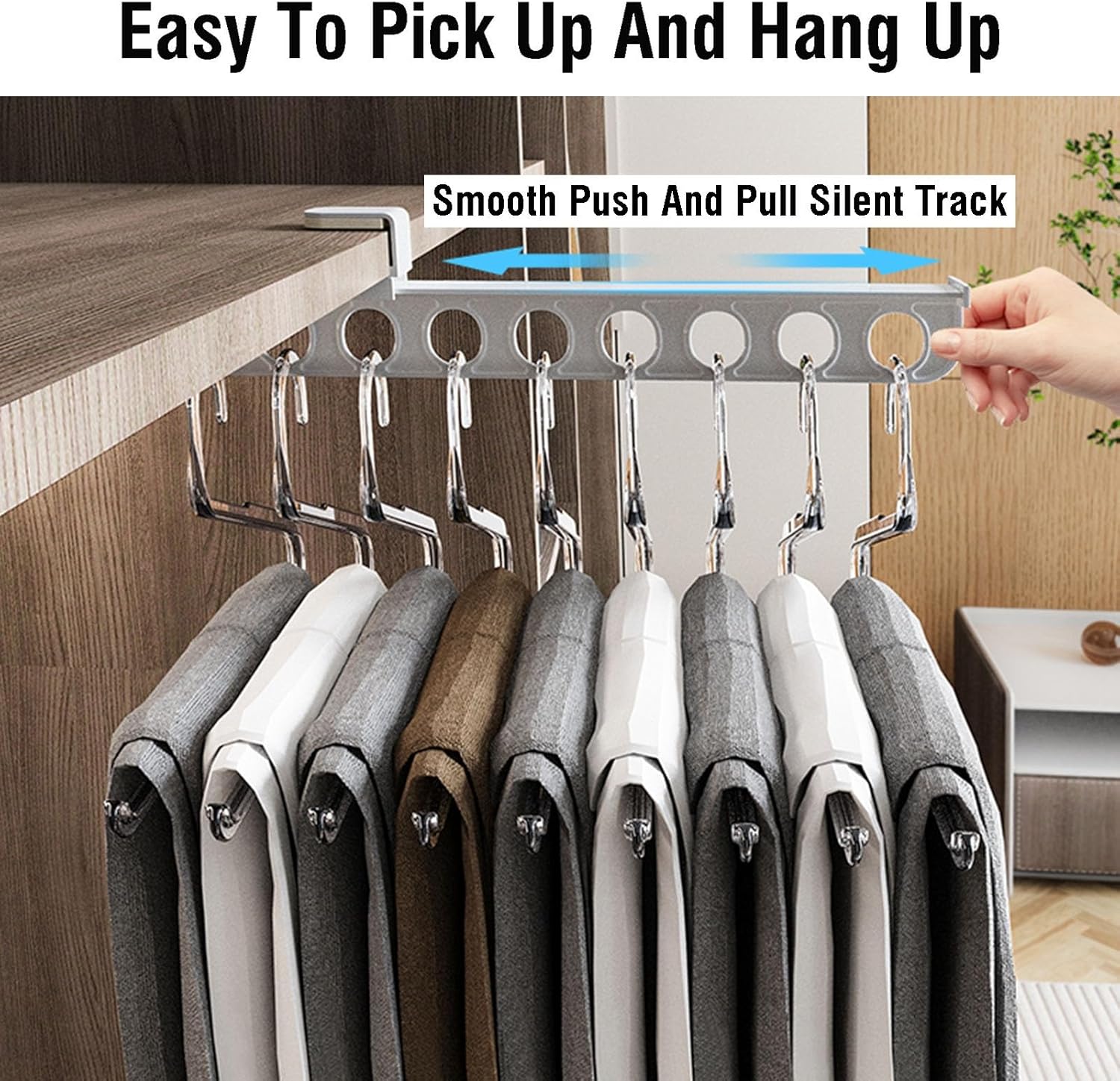 Pants Rack Sliding Closet Rod,Pull Out Trousers Rack,Closet Clothes Hanger Rail,for Wardrobe Trousers Clothing Storage,Save Space,Loading Capacity 25kg(3 PCS)(White)