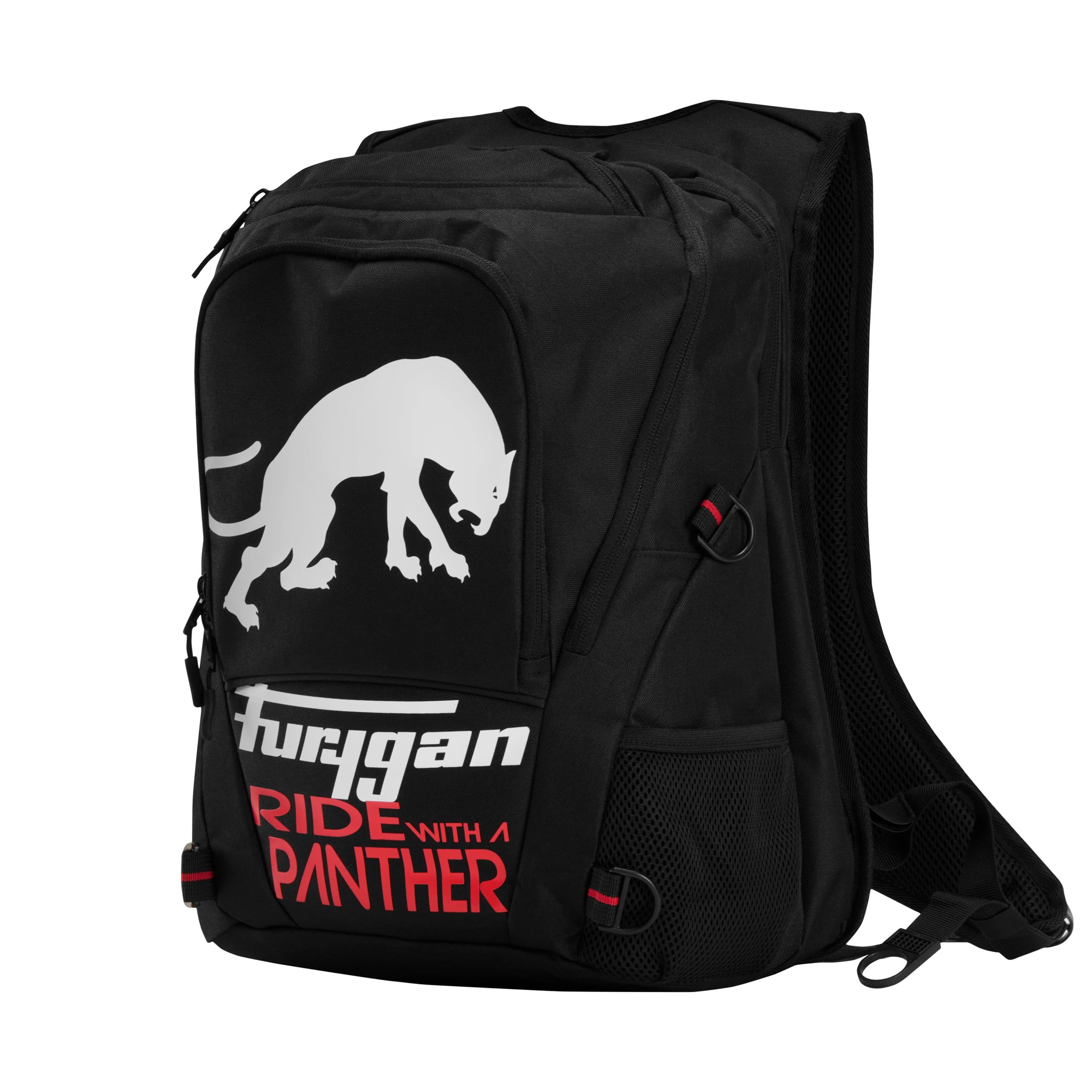 Furygan Thunder Evo 2-23L Plecak motocyklowy - Wodoodporny, kompatybilny z kamizelką powietrzną - Uchwyt na kask - Kieszeń na laptopa 15" - Regulowane paski na ramiona, czarno-czerwony, 23L