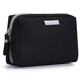 Narwey Small Makeup Bag for Purse Mini Cosmetic Bag Travel Makeup Pouch Zipper Pouch Cute Make up Bags with Compartments for Women (Small, Black)