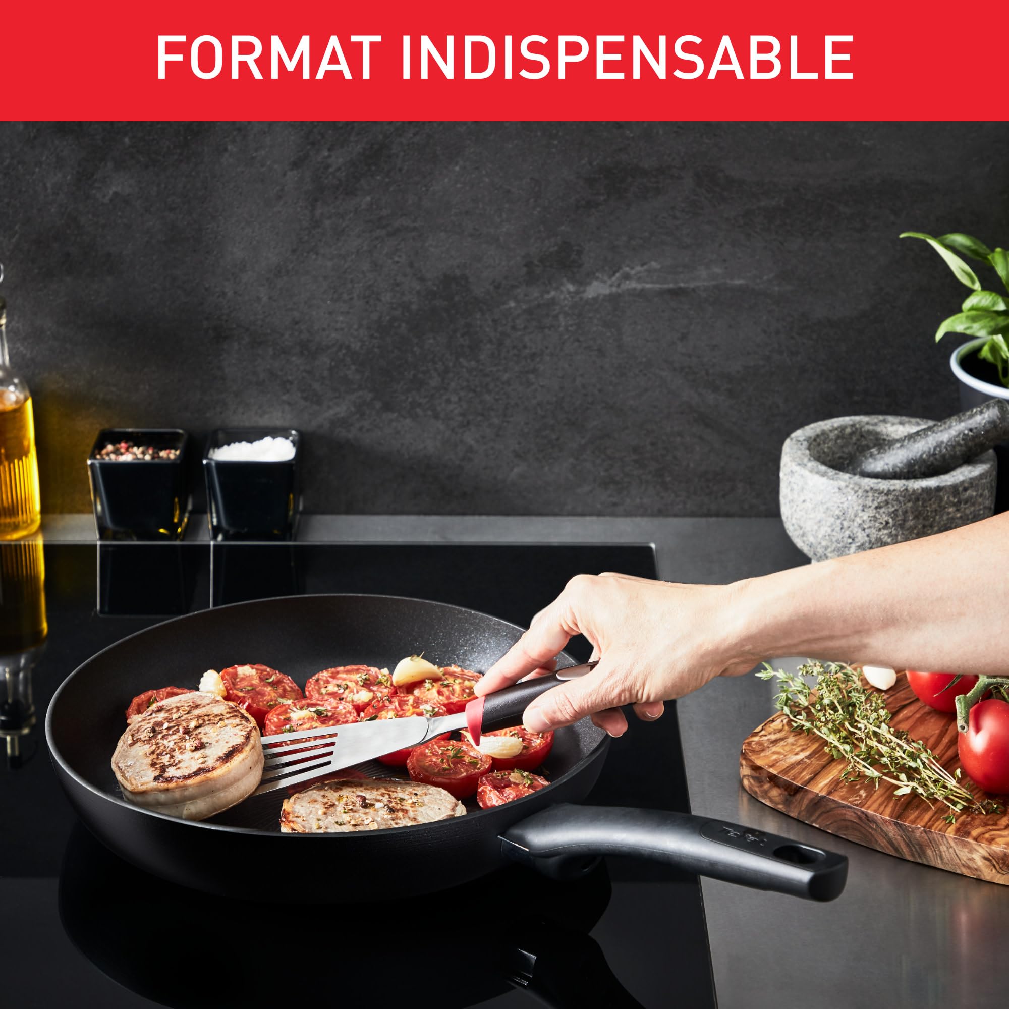 Image secondaire de Tefal Lot de 2 Poêles Induction 24/28 cm avec Revêtement Antiadhésif