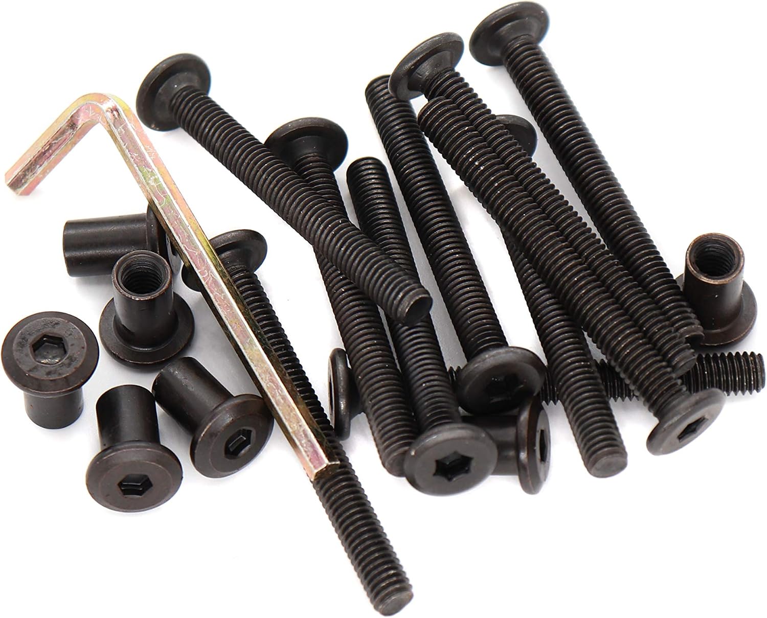 binifiMux 10-Pack M6x65mm Black Socket Cap Screws Barrel Nuts Kit for Crib Furniture Bed with M6 x 12mm Barrel Nuts
