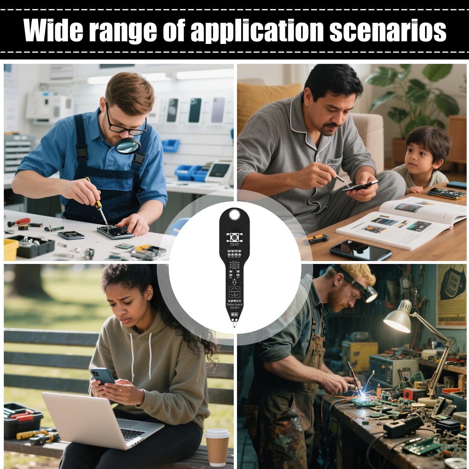 Tester per circuiti stampati, strumento di rilevamento induttanza, 3,39x0,87 pollici con sensore elettromagnetico professionale accurato, induzione per manutenzione, riparazione telep