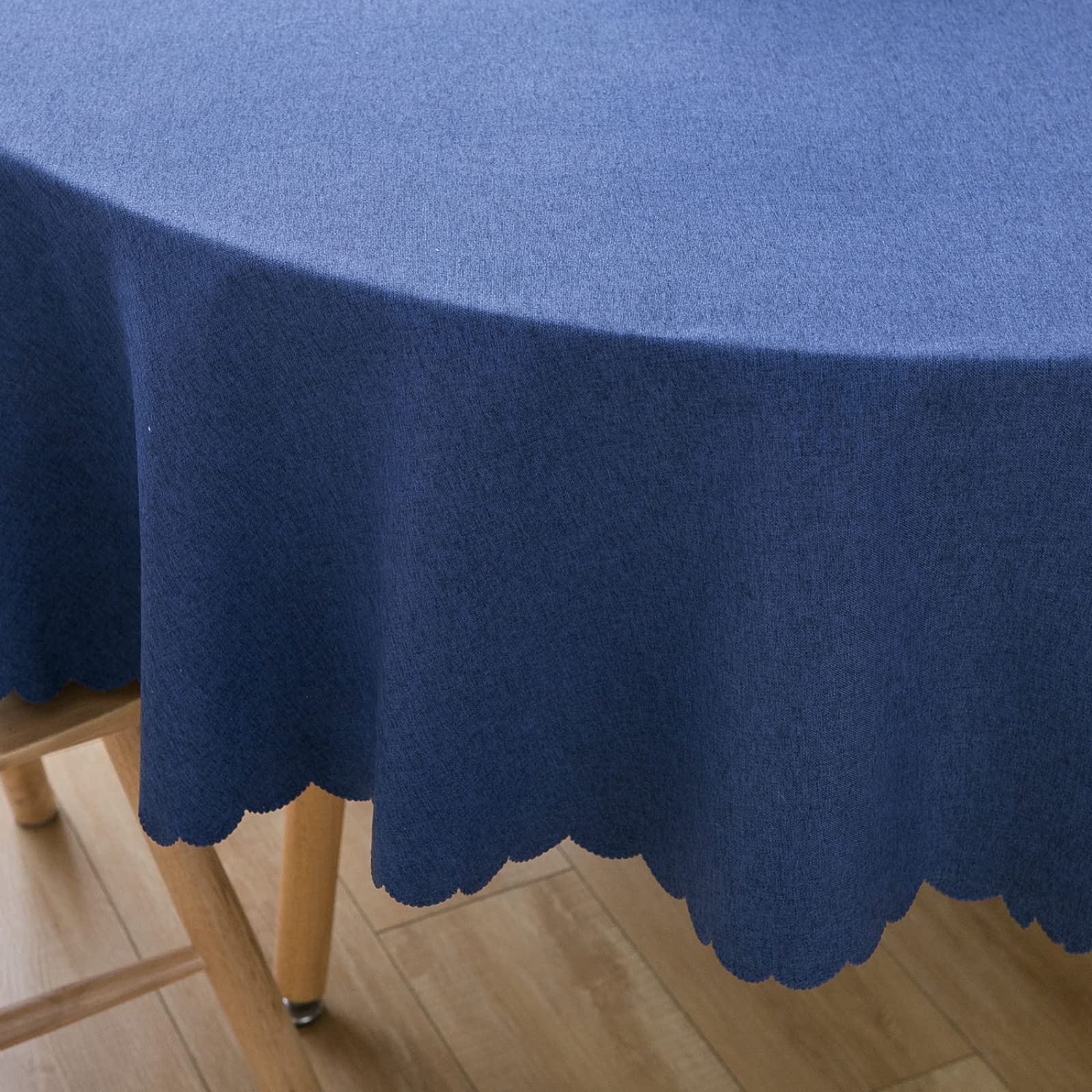 Runde Tischdecke Aus Baumwolle-Leinen – ölbeständig, Wasserabweisend, In Weiß, Durchmesser 120 Cm