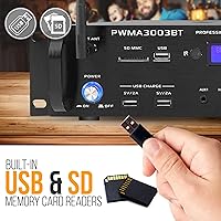 Vista 6 de Altavoz amplificador híbrido Bluetooth de 3000 W, preamplificador de alta potencia con 2 micrófonos de mano inalámbricos VHF, lectores