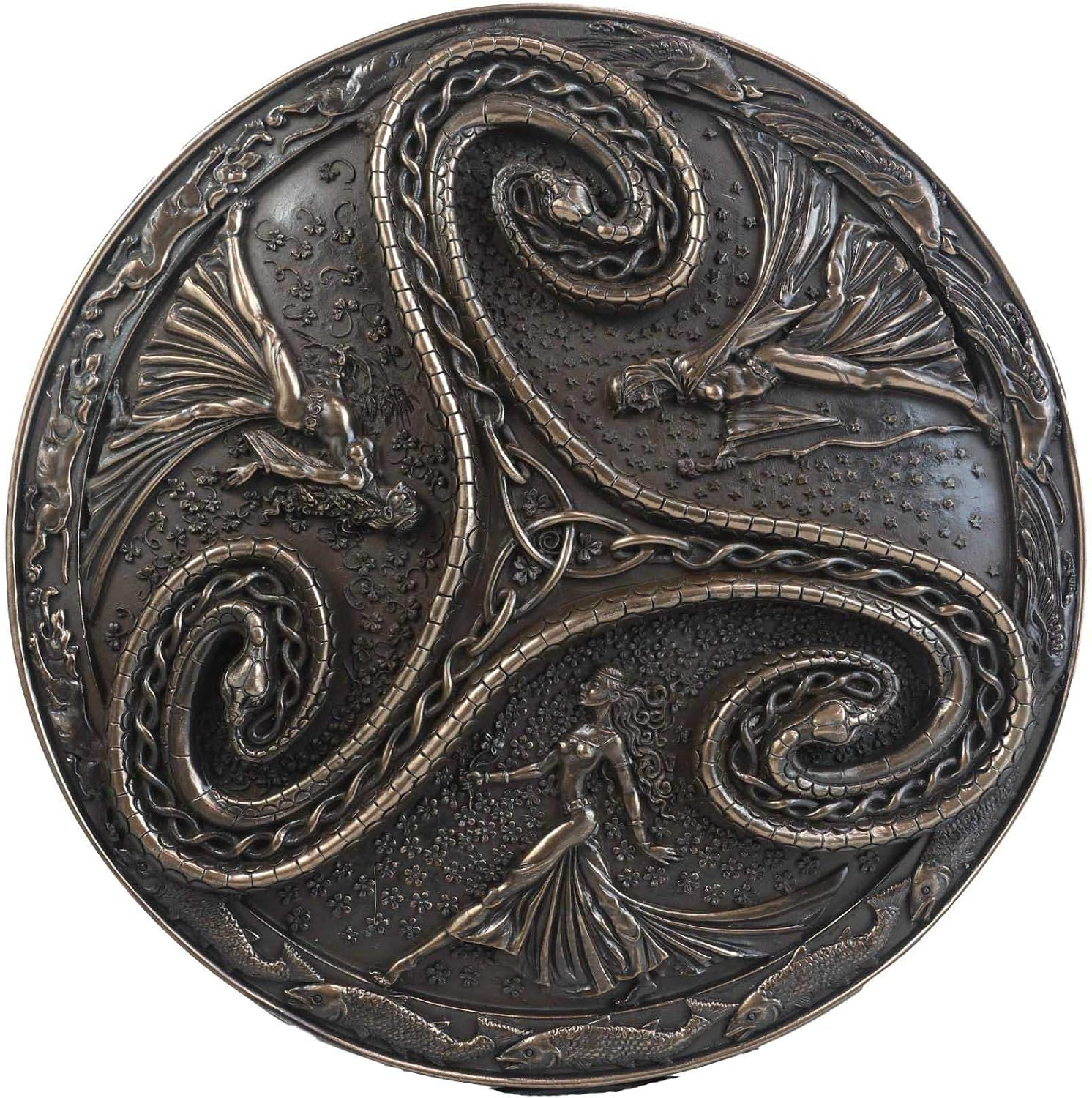 Ebros Gift Pagan Wiccan Triple Goddess Triskele Spiral Serpent in Rune Circle Wall Plaque Decor Celtic Trinity Knotwork Maiden Mother Crone Symbol of Feminism