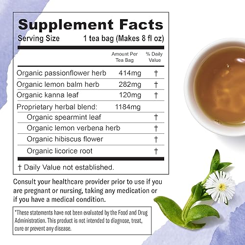 Vista 43 de Numi Té orgánico Sweet Slumber, raíz de valeriana, manzanilla y lavanda para dormir, 16 bolsas de té (paquete de 3), el embalaje puede variar