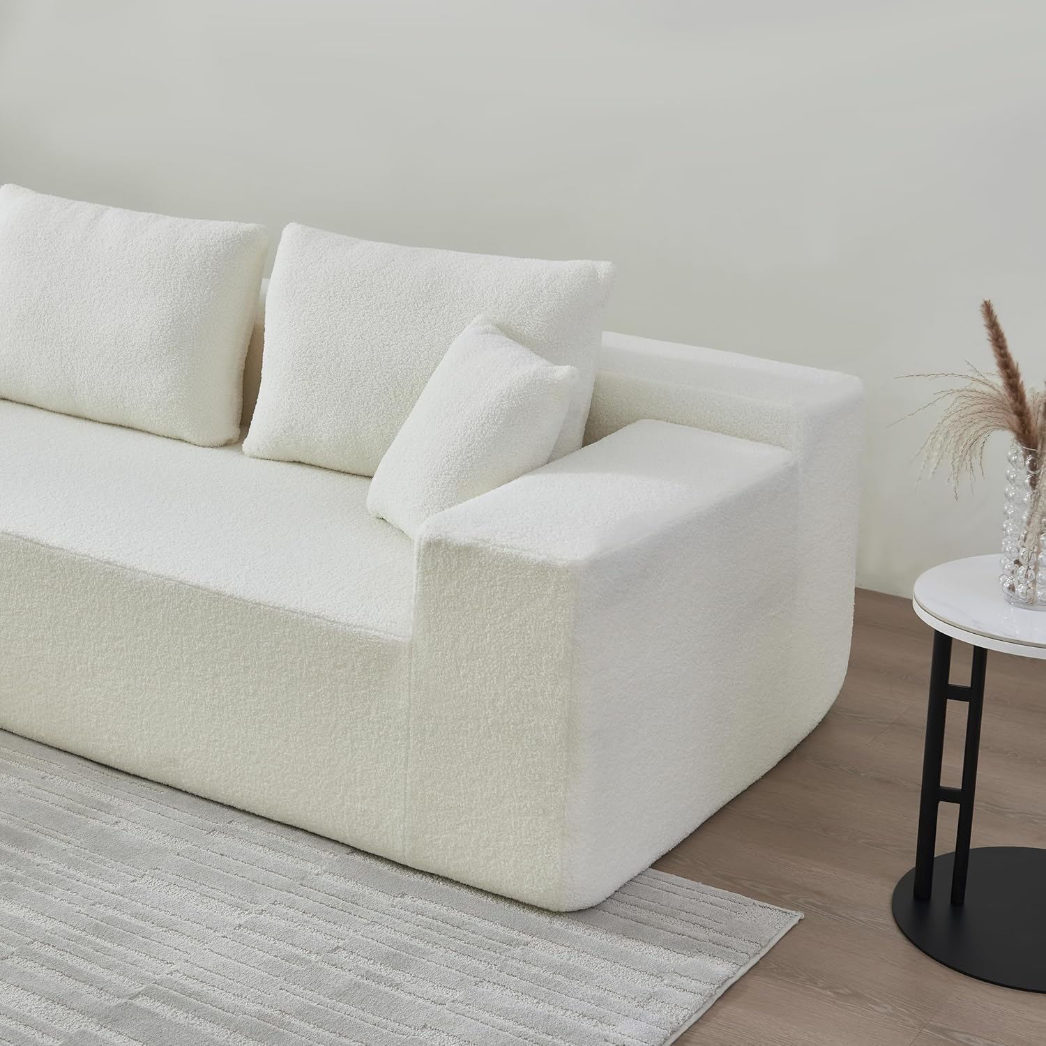 Extrasleep Luxury Sectional Couches for Living Room, L-Shaped Comfy Deep-Seat Cloud Sofa with Recliner, 105.5" No Assembly Lambswool Modern boneless couch, Soft and Comfy 5-Seater Modular Sofa (Beige)