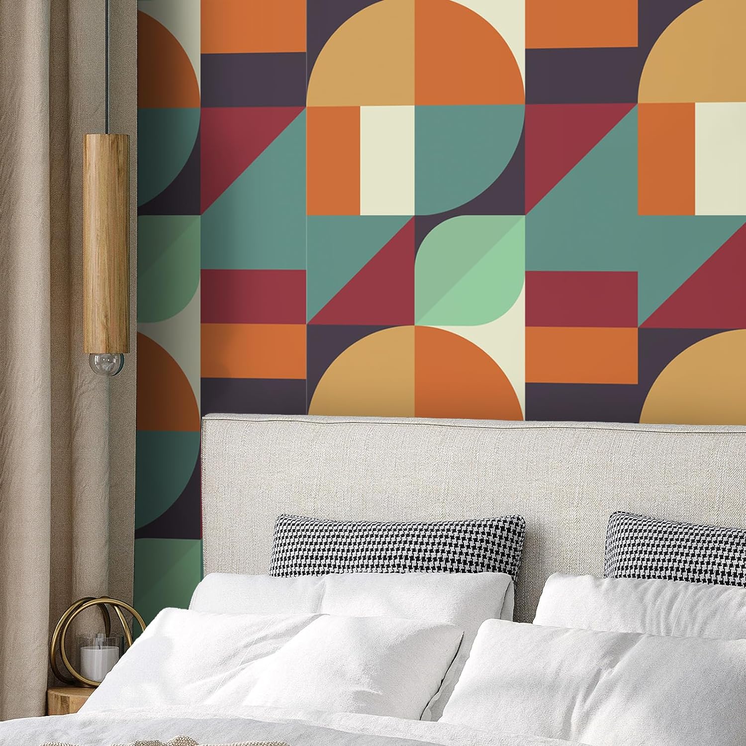 VaryPaper Modern Abstract Geometric Wallpaper Peel and Stick Wallpaper Geometric Contact Paper for Walls Cabinets Waterproof Removable Self Adhesive Vinyl Wall Mural for Bedroom Bathroom 17.7"x315"