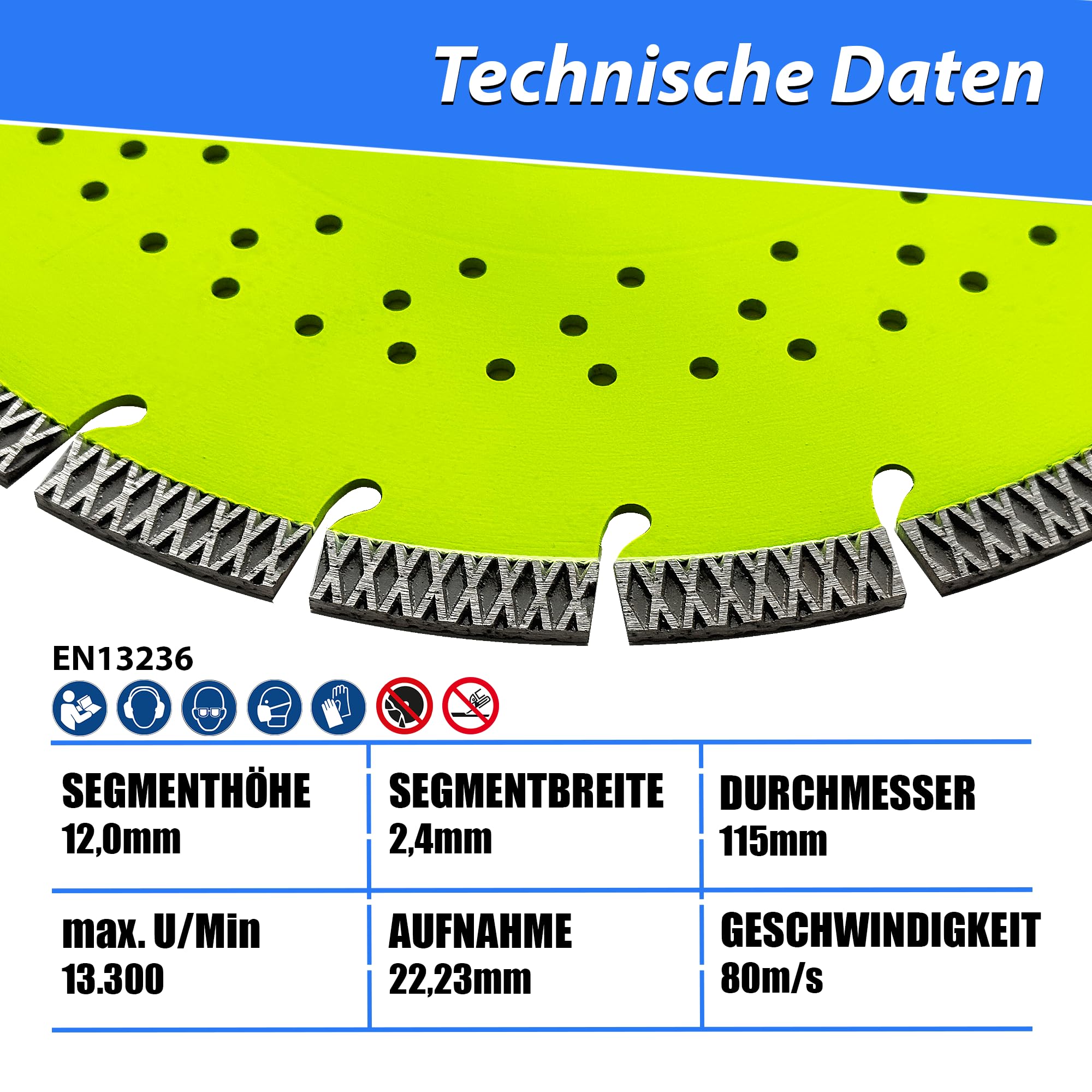 LXDIAMOND Diamant-Trennscheibe 115mm x 22,23mm ideal für den Dauereins